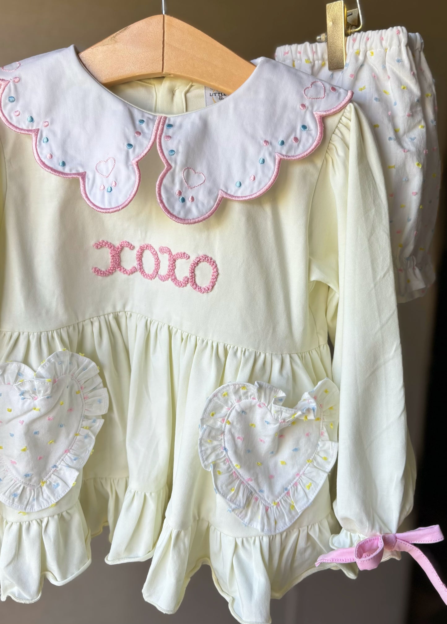 PO16: LITTLE MAGS, LOVES - "FRILLY HEART POCKETS" DIAPER SET *TAT: JANUARY*
