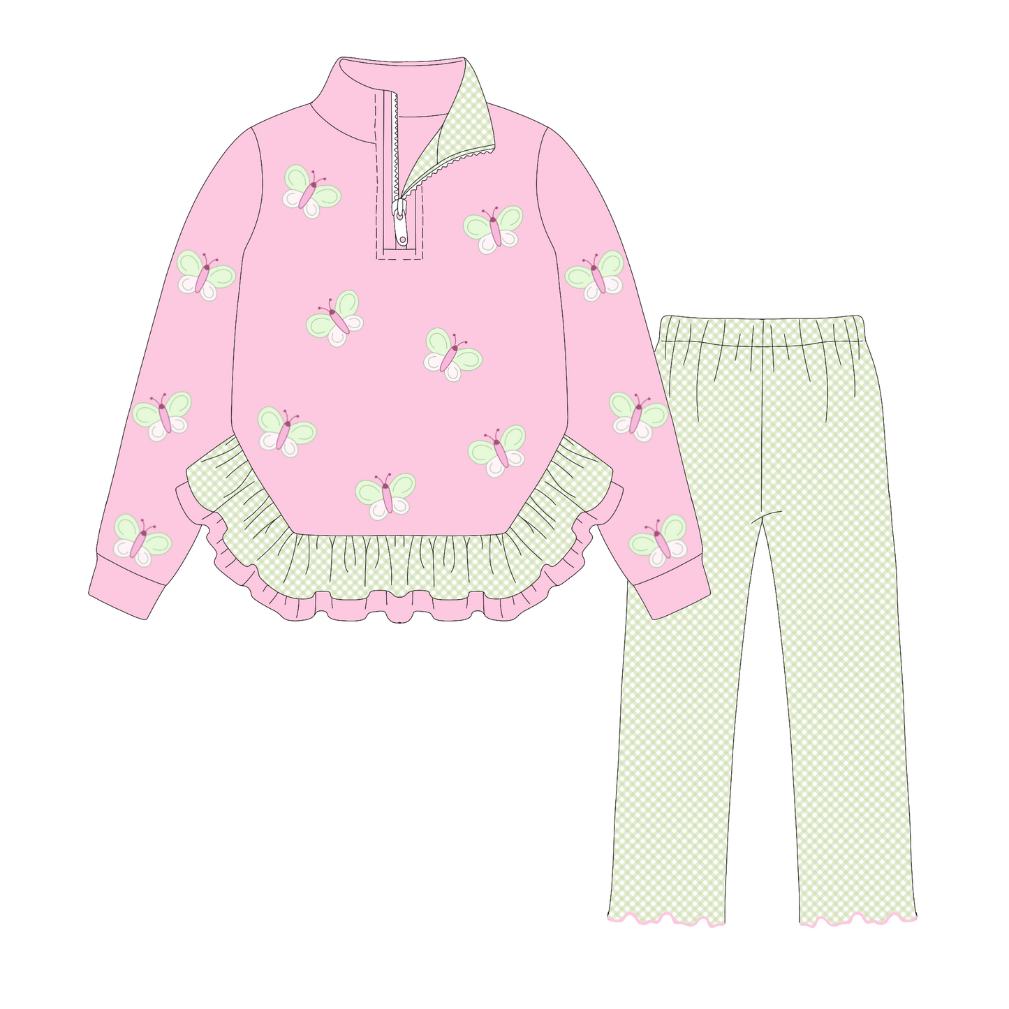 BUDGET WINTER BASICS: CLASSIC BUTTERFLIES - GIRLS PANTS SET *TAT: DECEMBER*