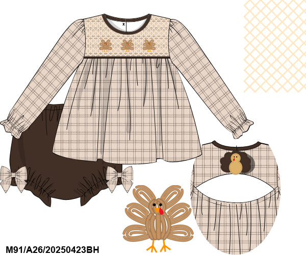 PO25: FALL Y’ALL - “GOBBLE GOBBLE” GIRLS DIAPER SET *TAT: OCTOBER*