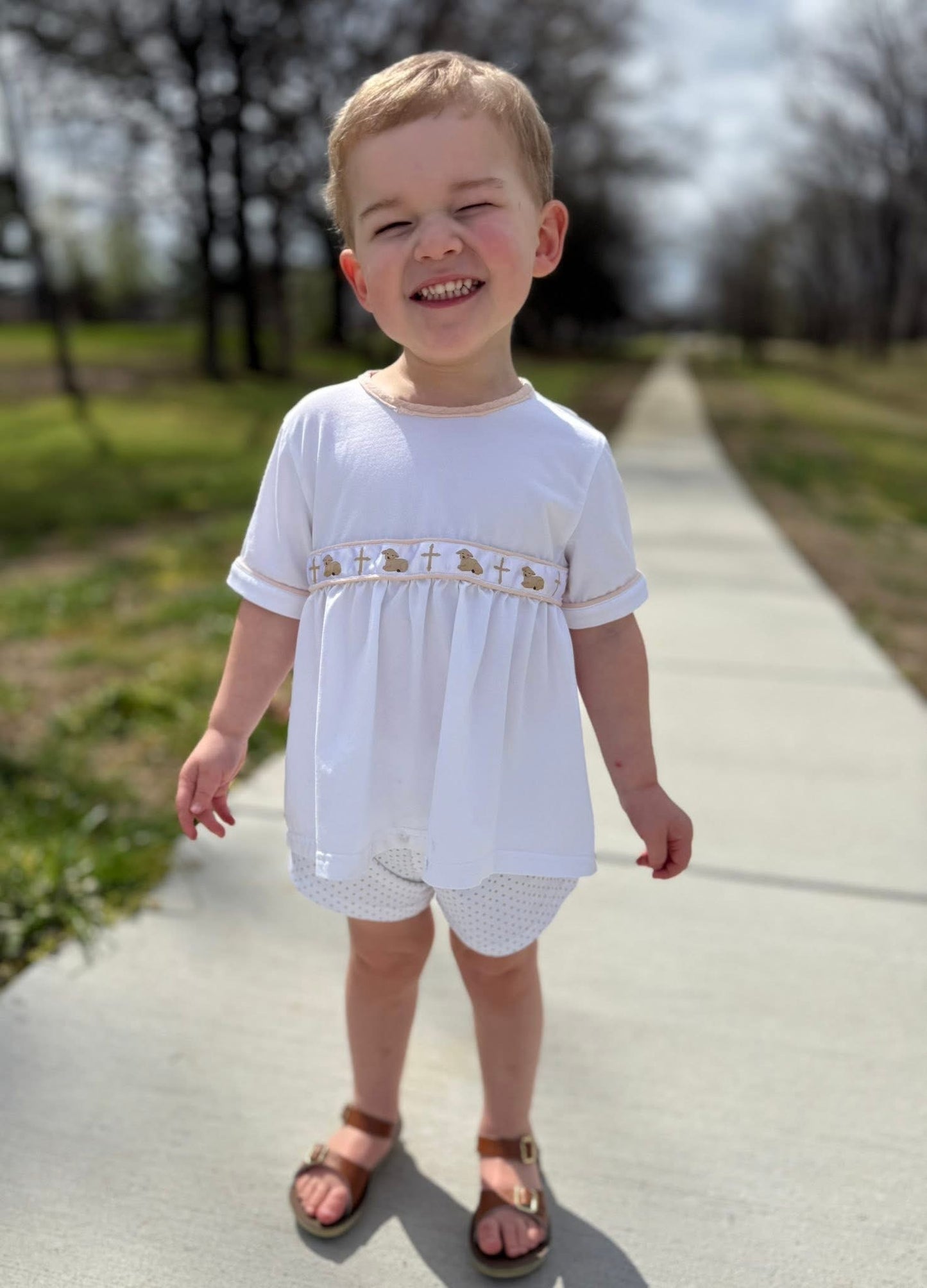 RTS: "WORTHY IS THE LAMB RIBBON" - BOYS SHORTS SET