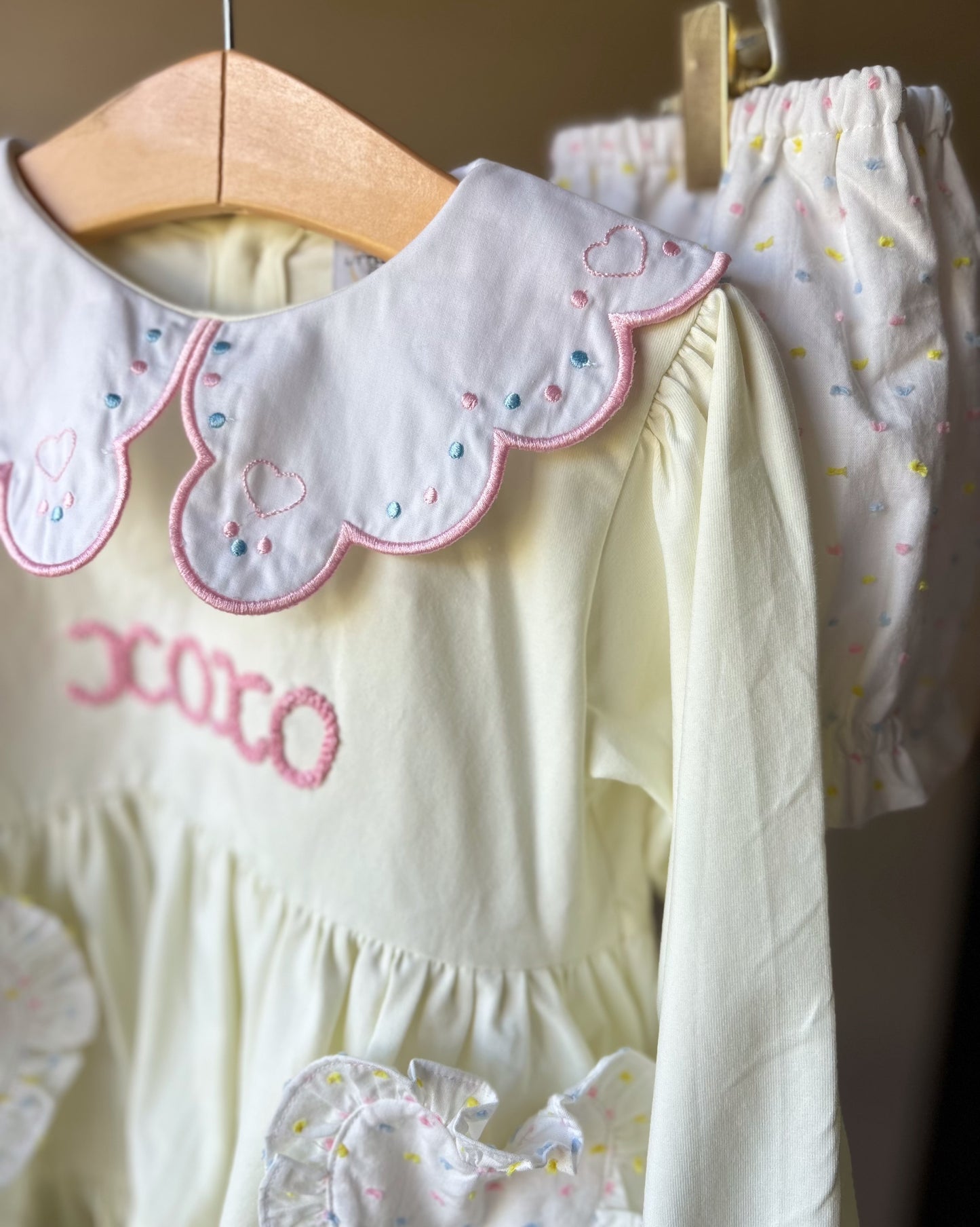 PO16: LITTLE MAGS, LOVES - "FRILLY HEART POCKETS" DIAPER SET *TAT: JANUARY*