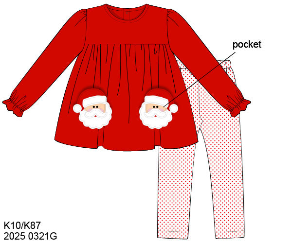 PO26: A VERY LITTLE MAGS CHRISTMAS - “SANTA POCKETS” GIRLS LEGGING SET *TAT: NOVEMBER*