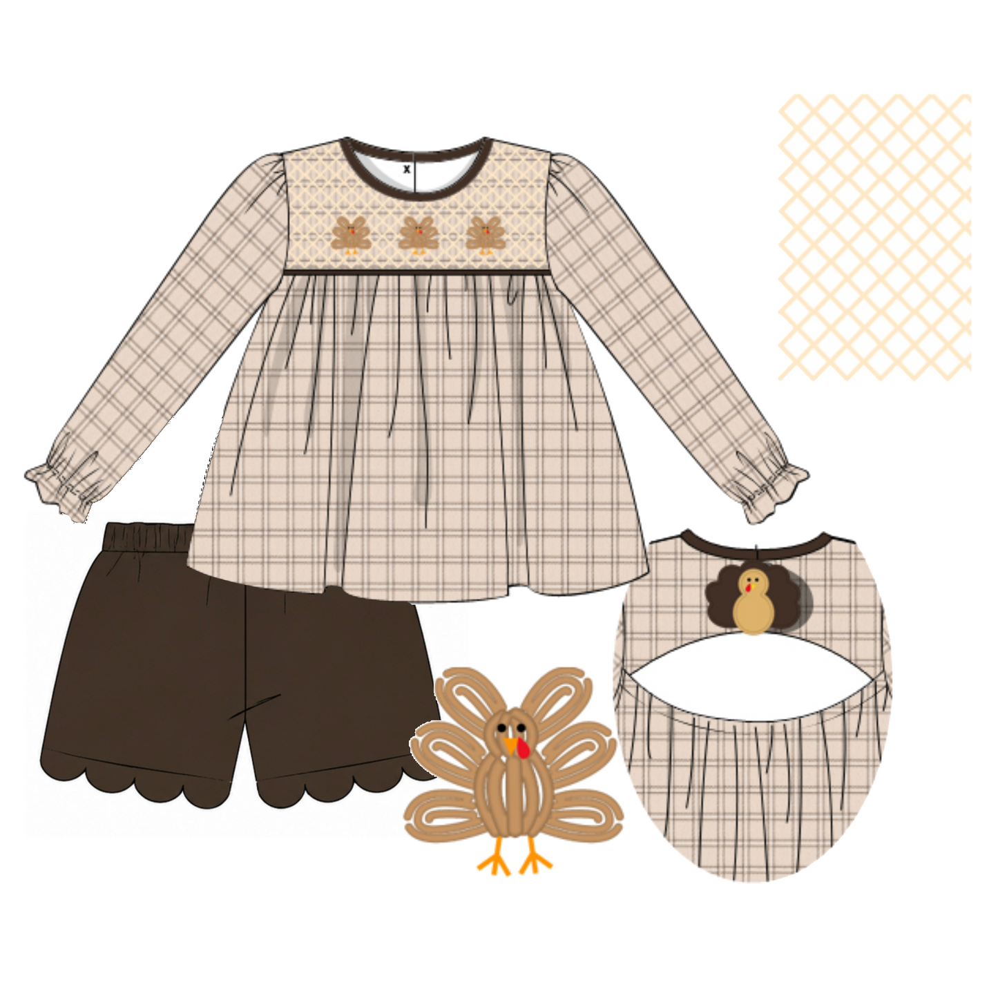 PO25: FALL Y’ALL - “GOBBLE GOBBLE” GIRLS SHORTS SET *TAT: OCTOBER*