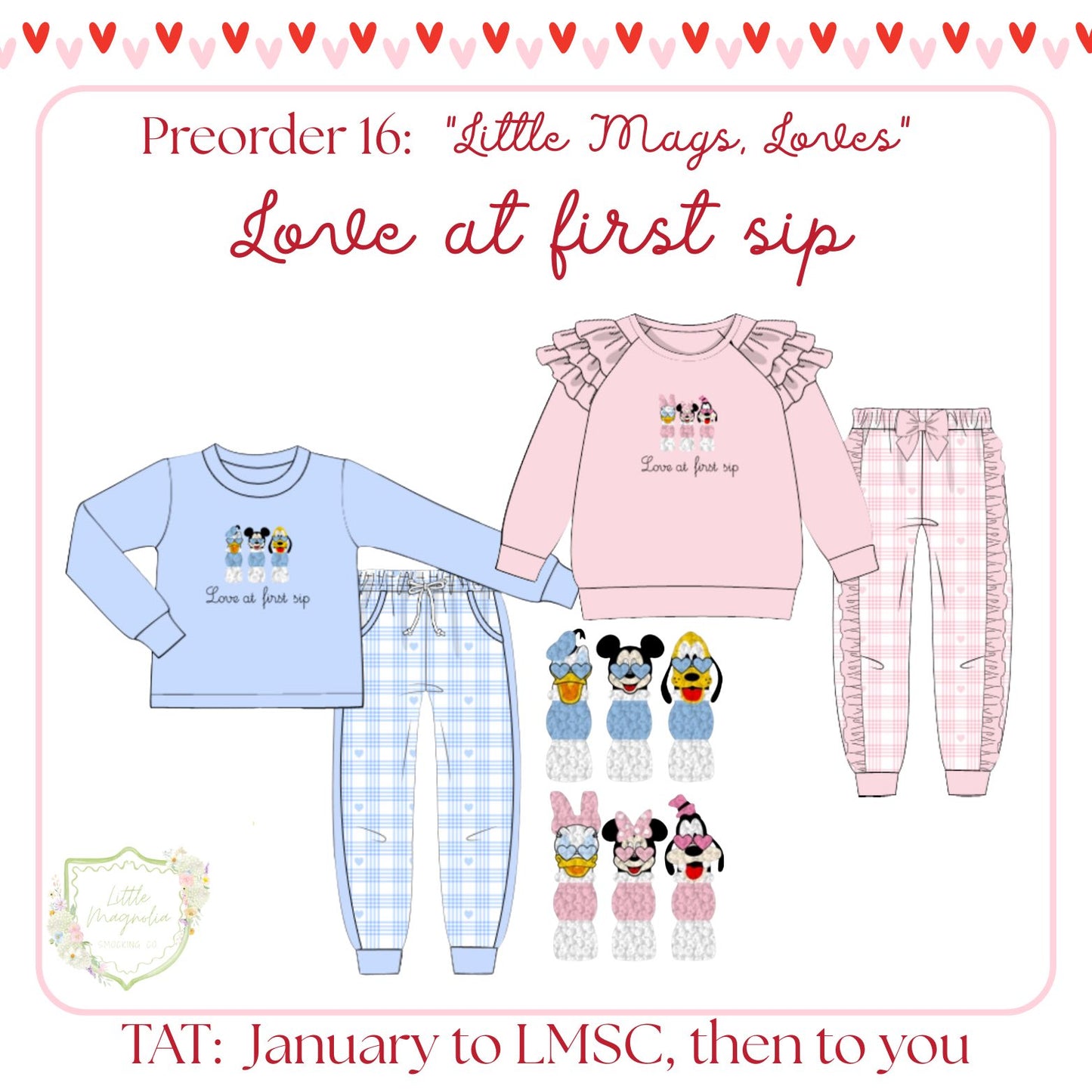 PO16: LITTLE MAGS, LOVES - "LOVE AT FIRST SIP" GIRLS JOGGER SET *TAT: JANUARY*