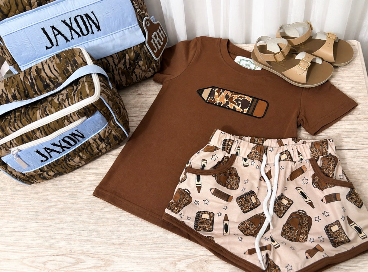 RTS: “CAMO PENCIL” - BOYS SHORTS SET