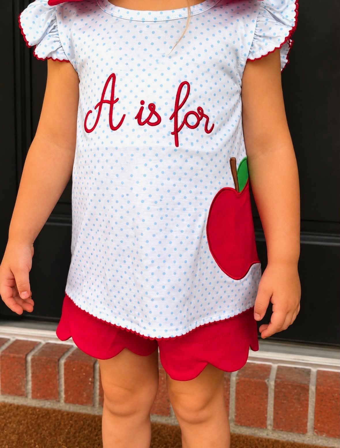 RTS: “A IS FOR APPLE” - GIRLS SHORTS SET