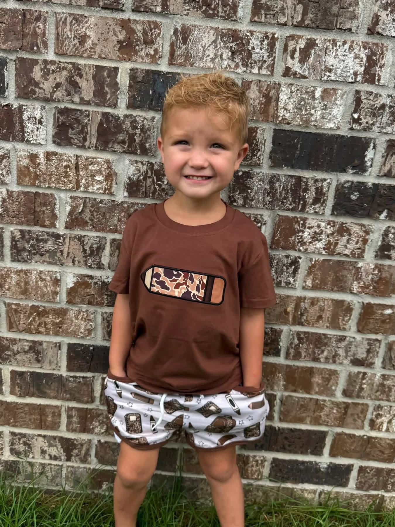 RTS: “CAMO PENCIL” - BOYS SHORTS SET