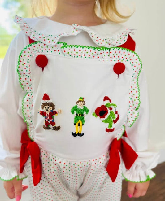 PO26: A VERY LITTLE MAGS CHRISTMAS - “CHRISTMAS CLASSICS” GIRLS ROMPER *TAT: NOVEMBER*