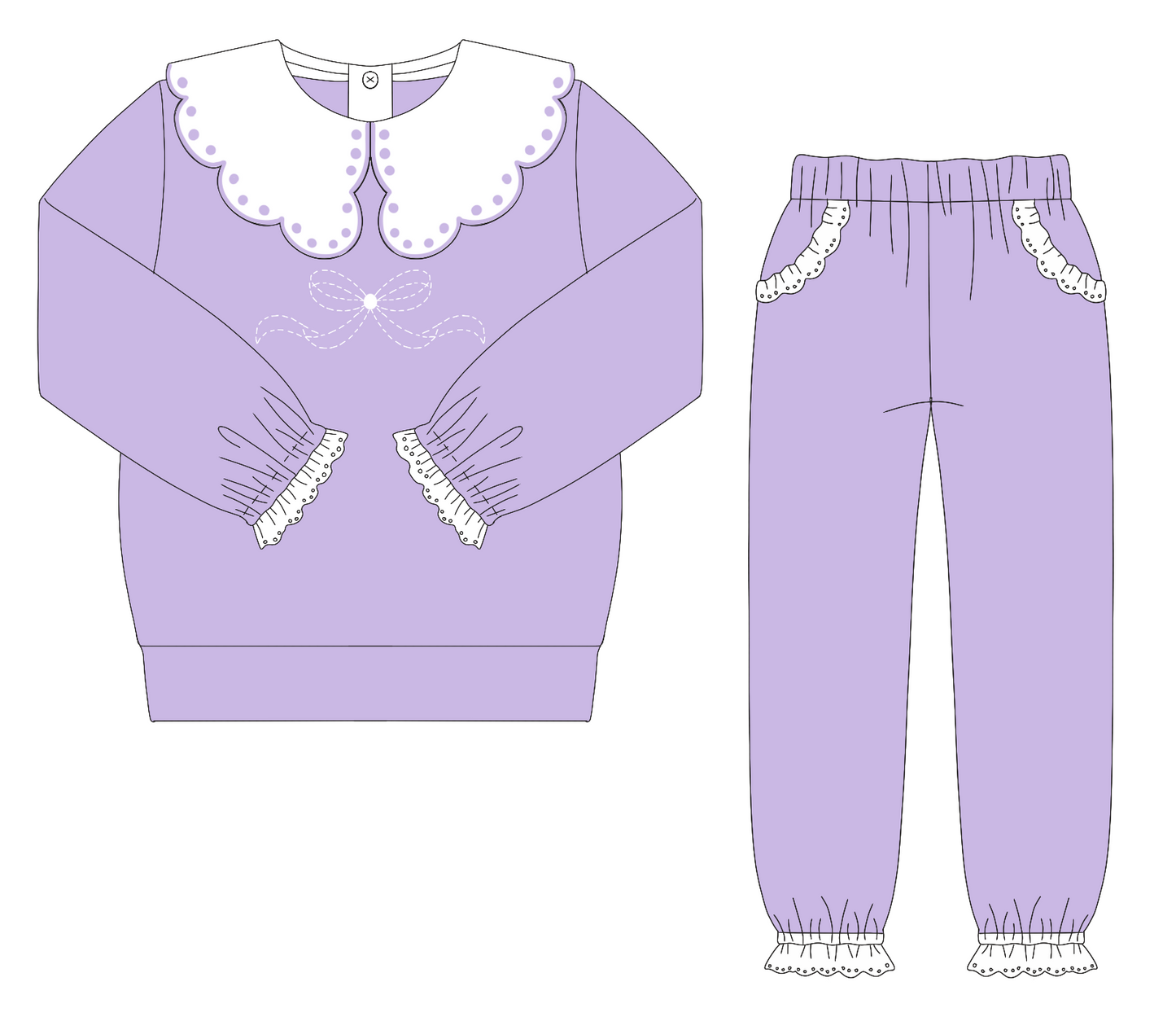 BUDGET WINTER BASICS: FRILLY BOW - GIRLS JOGGER SET *TAT: DECEMBER*