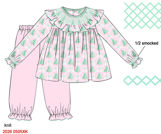 PO26: A VERY LITTLE MAGS CHRISTMAS - “CLASSIC TREES” GIRLS PANTS SET *TAT: NOVEMBER*