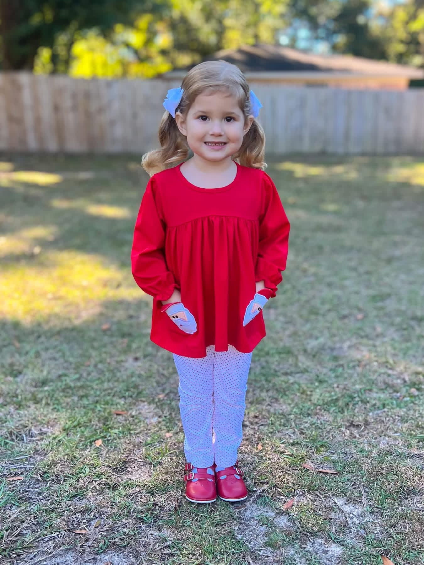 PO26: A VERY LITTLE MAGS CHRISTMAS - “SANTA POCKETS” GIRLS LEGGING SET *TAT: NOVEMBER*
