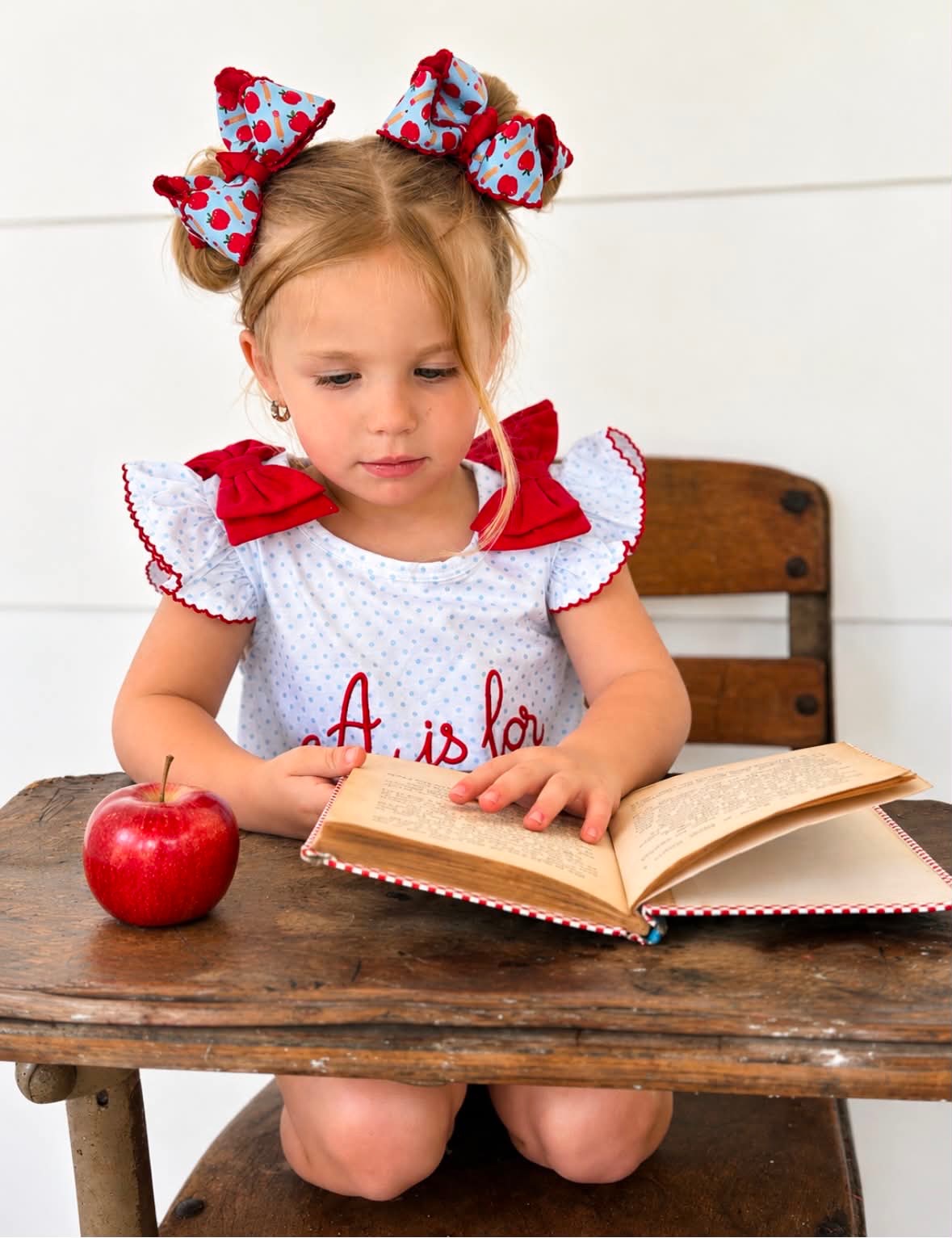 RTS: “A IS FOR APPLE” - GIRLS SHORTS SET