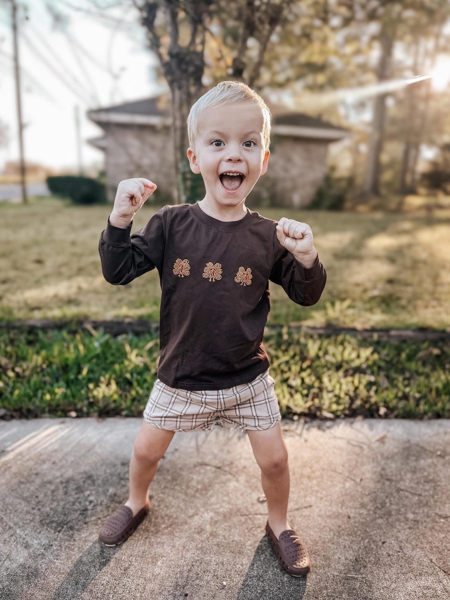 PO25: FALL Y’ALL - “GOBBLE GOBBLE” BOYS SHORTS SET *TAT: OCTOBER*