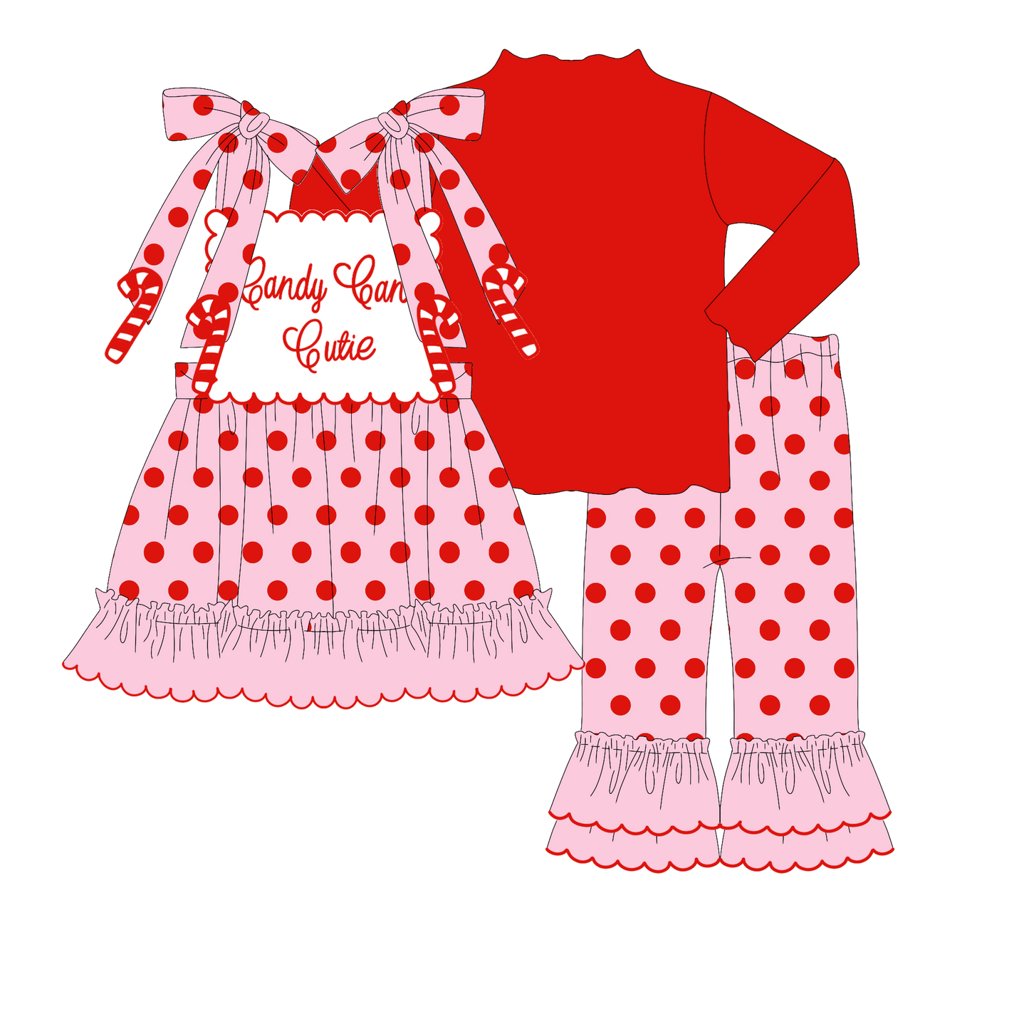 PO26: A VERY LITTLE MAGS CHRISTMAS - “CANDY CANE CUTIE” GIRLS PANTS SET *TAT: NOVEMBER*