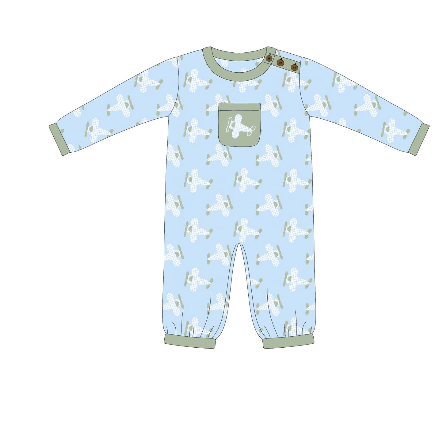 BUDGET WINTER BASICS: PLANE CUTE - BOYS LONG ROMPER *TAT: DECEMBER*