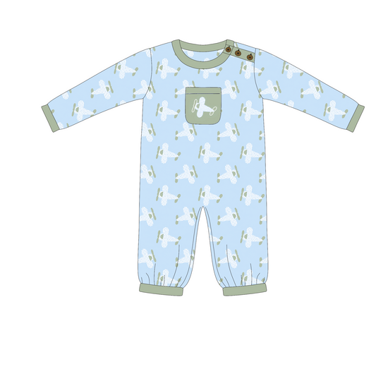 BUDGET WINTER BASICS: PLANE CUTE - BOYS LONG ROMPER *TAT: DECEMBER*