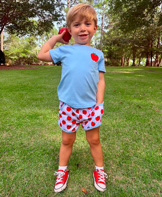RTS: “A IS FOR APPLE” - BOYS SHORTS SET