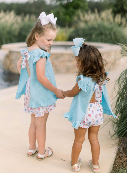 RTS: “KNOW MY ABC’S” - GIRLS SHORTS SET