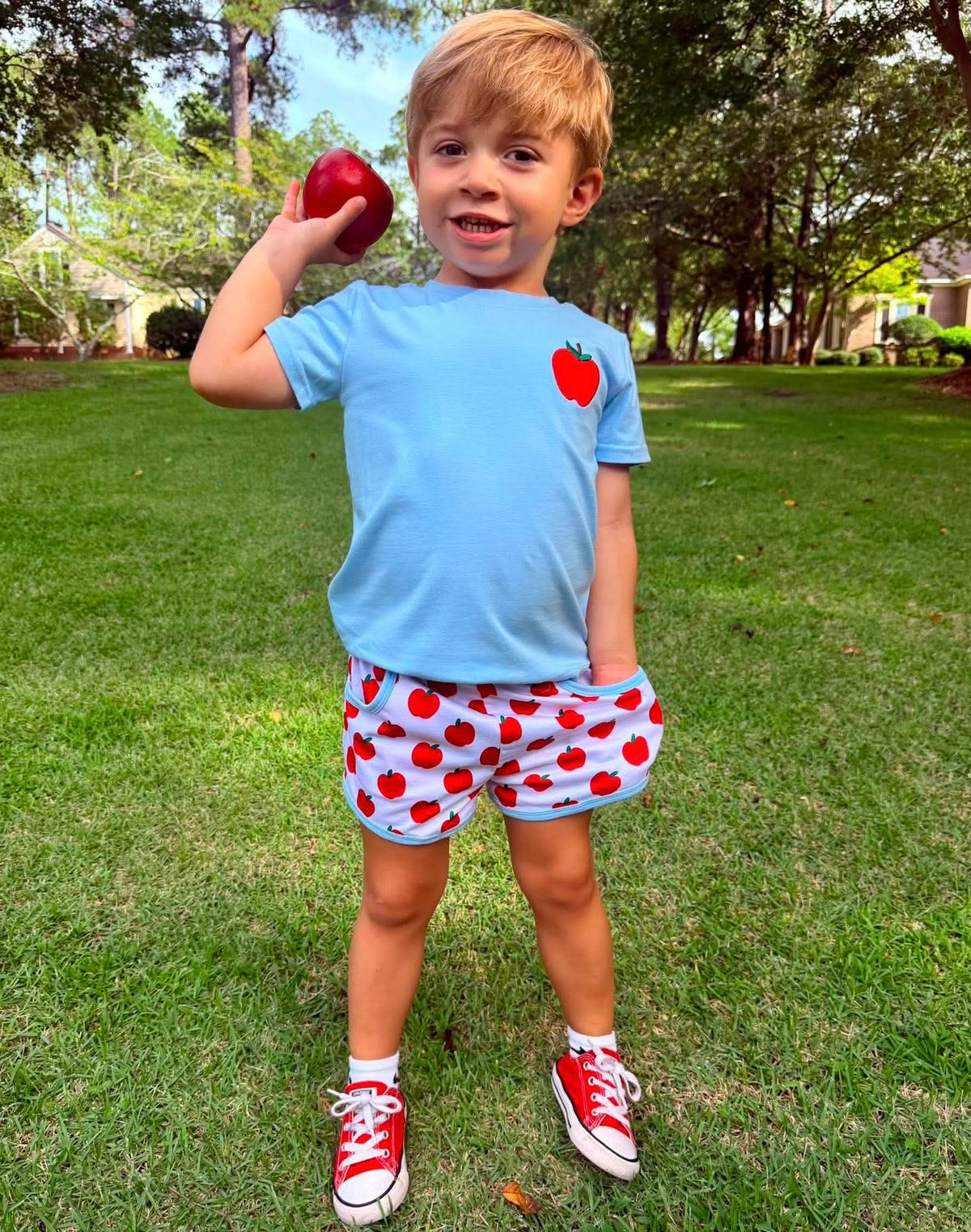 RTS: “A IS FOR APPLE” - BOYS SHORTS SET