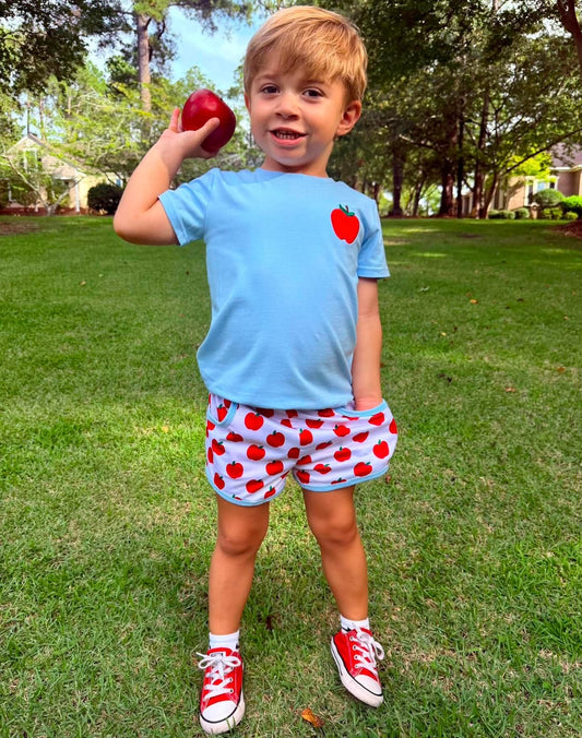 RTS: “A IS FOR APPLE” - BOYS SHORTS SET