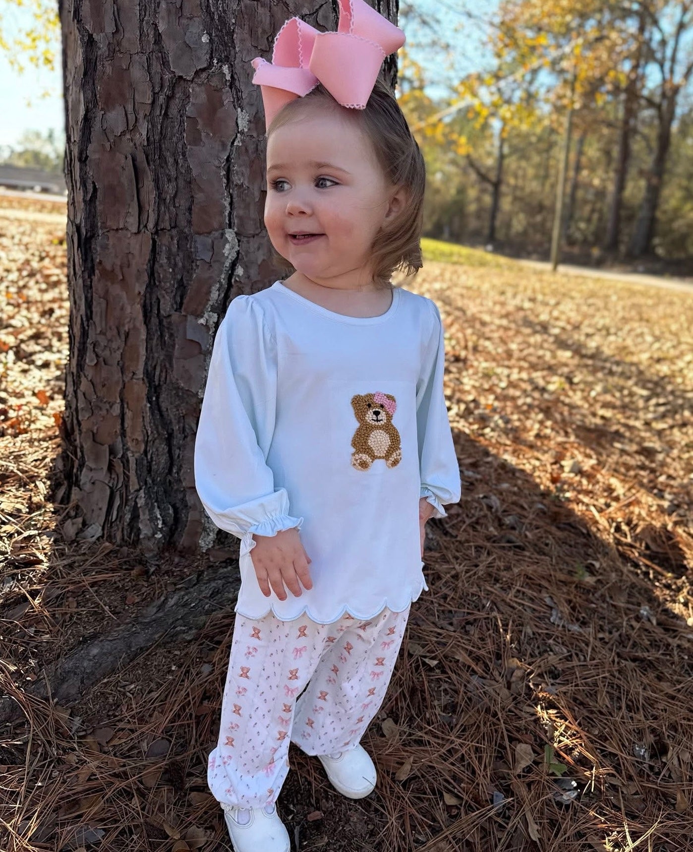 RTS: "BEARY SWEET" GIRLS BUBBLE PANTS SET