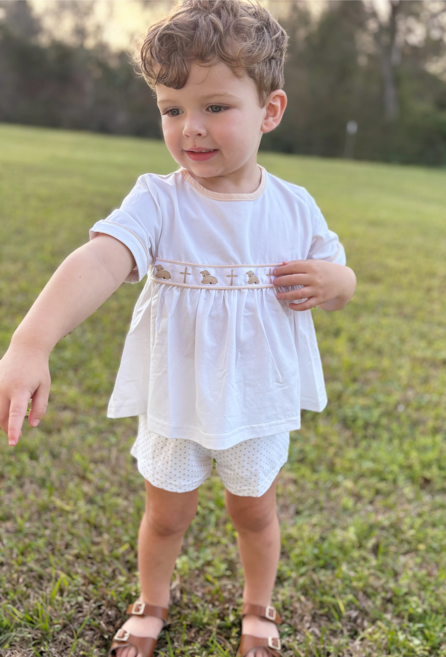 RTS: "WORTHY IS THE LAMB RIBBON" - BOYS SHORTS SET