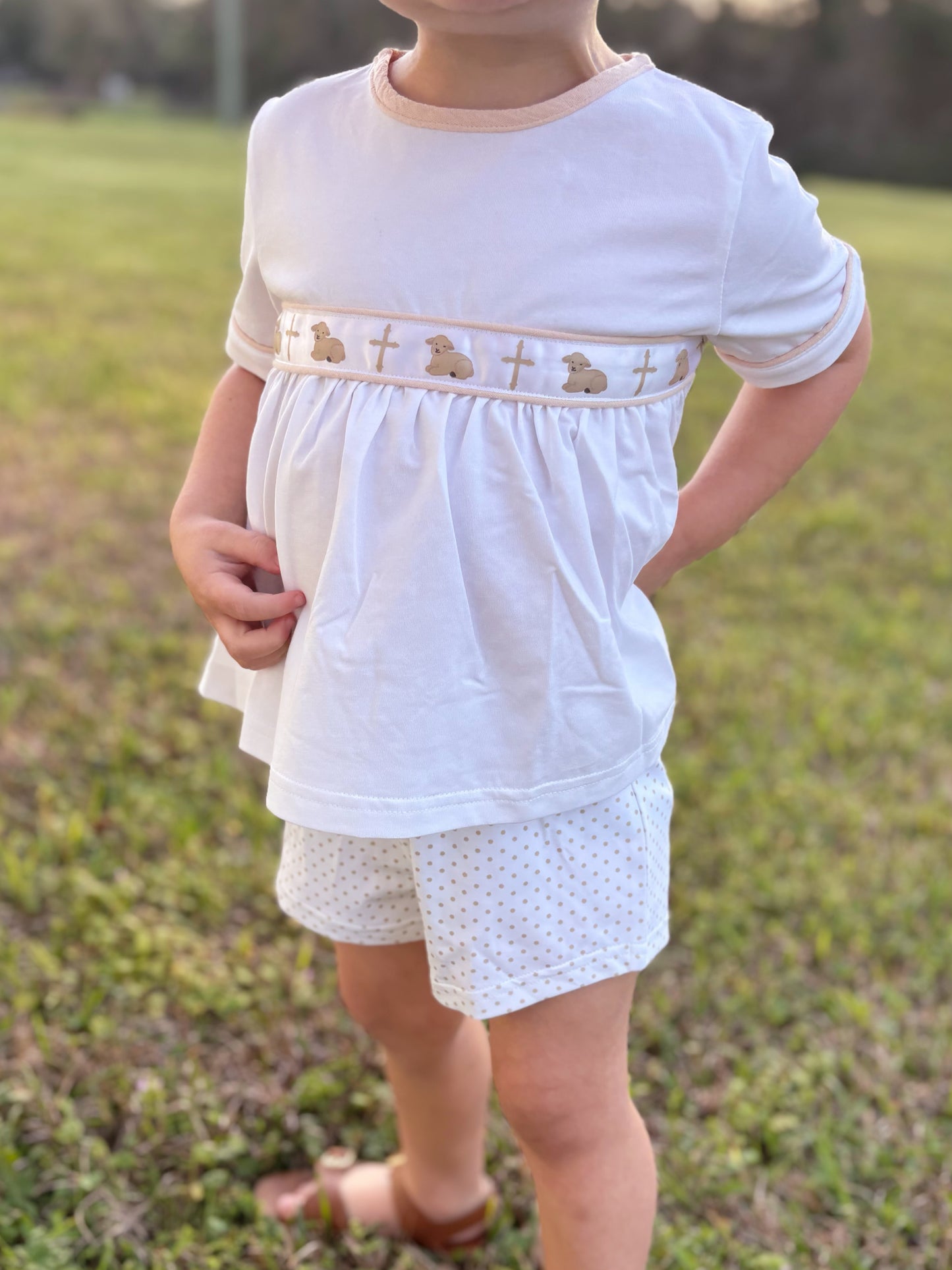 RTS: "WORTHY IS THE LAMB RIBBON" - BOYS SHORTS SET