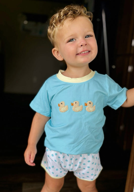 RTS: "RUBBER DUCKY" - BOYS SHORTS SET