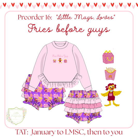 PO16: LITTLE MAGS, LOVES - "FREIS BEFORE GUYS" DIAPER SET *TAT: JANUARY*
